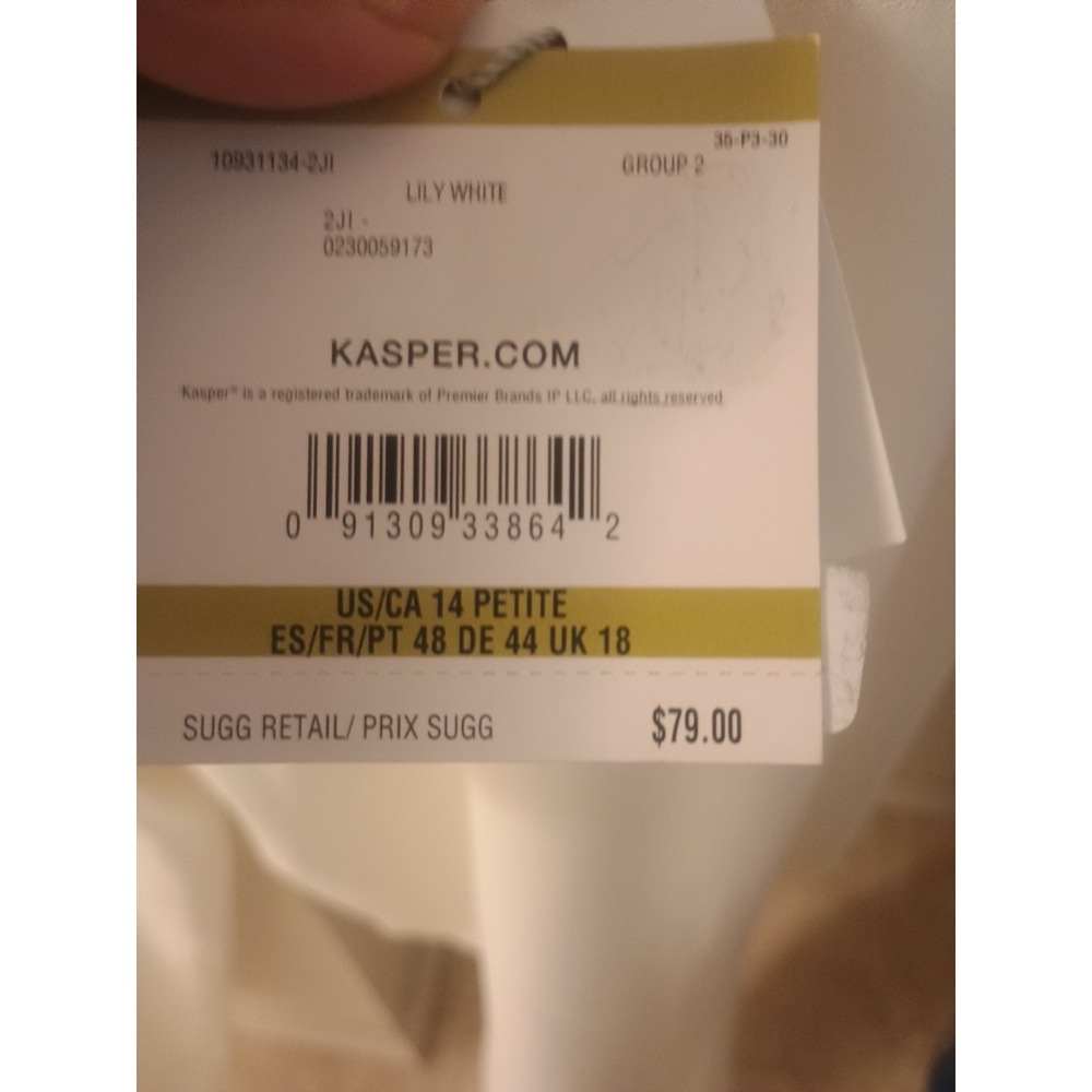 Kasper Women's Dress Pants white Front Crease Wide Leg Dress NWT Size 14P - Picture 4 of 7